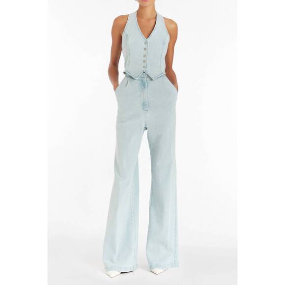 NEW AMANDA UPRICHARD ethan denim jumpsuit in iceberg